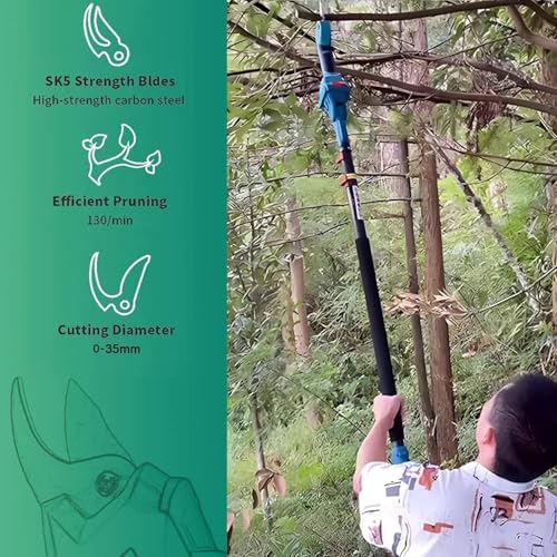 4-in-1 Akku-Hochentaster & Astschere: Bürstenlose 8" Kettensäge, 2x 13000 mAh Akku, 125–220 cm Verlängerungsstange für Bäume (149 Zeichen)