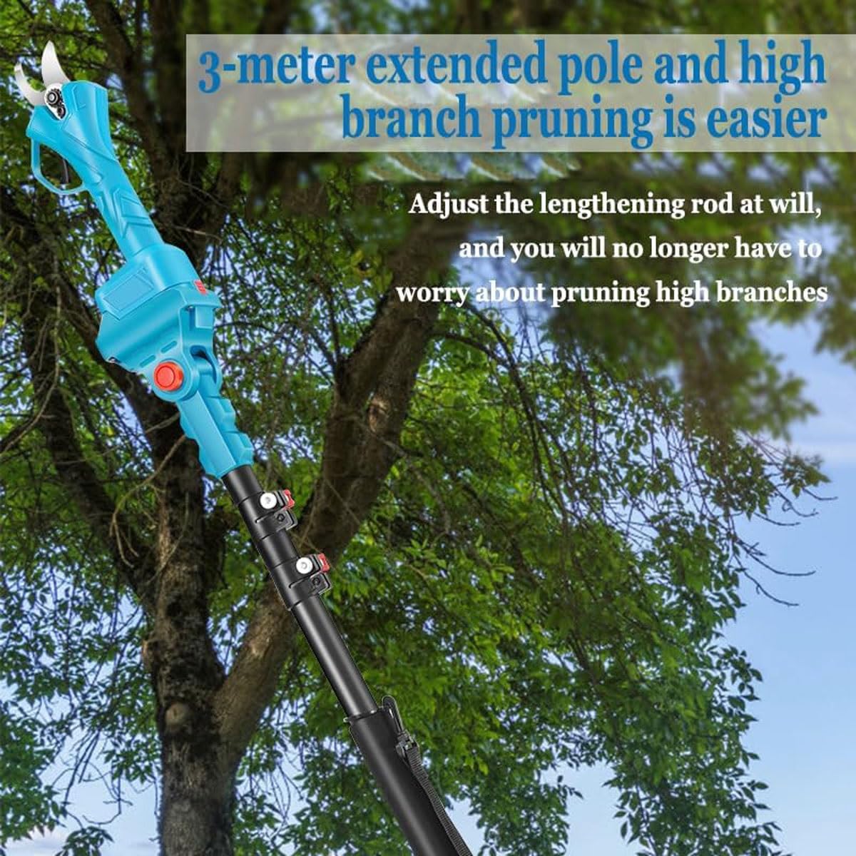 QYOEGSQ 4-in-1 Hochentaster & Astscheren-Set: 8" Mini-Kettensäge mit Öler, Akku-Gartenschere, Verlängerungsstange & 2 Akkus (146 Zeichen)