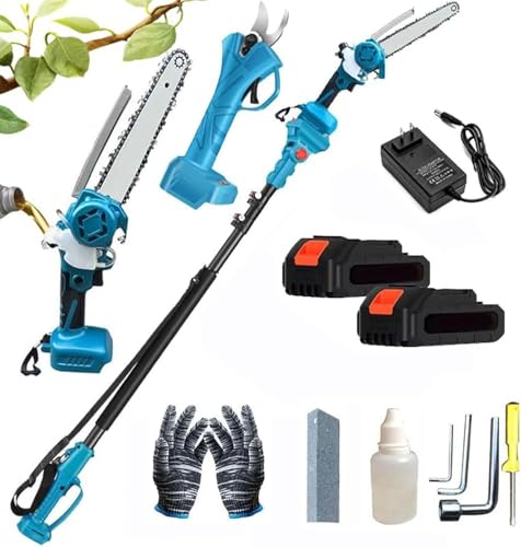 4-in-1 Akku-Hochentaster & Astschere: Bürstenlose 8" Kettensäge, 2x 13000 mAh Akku, 125–220 cm Verlängerungsstange für Bäume (149 Zeichen)