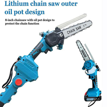 GHRERTX 4-in-1 Hochentaster & Astscheren-Set, 8" Mini-Kettensäge mit Öler, Akku-Gartenschere, Verlängerungsstange & 2 Akkus (147 Zeichen)