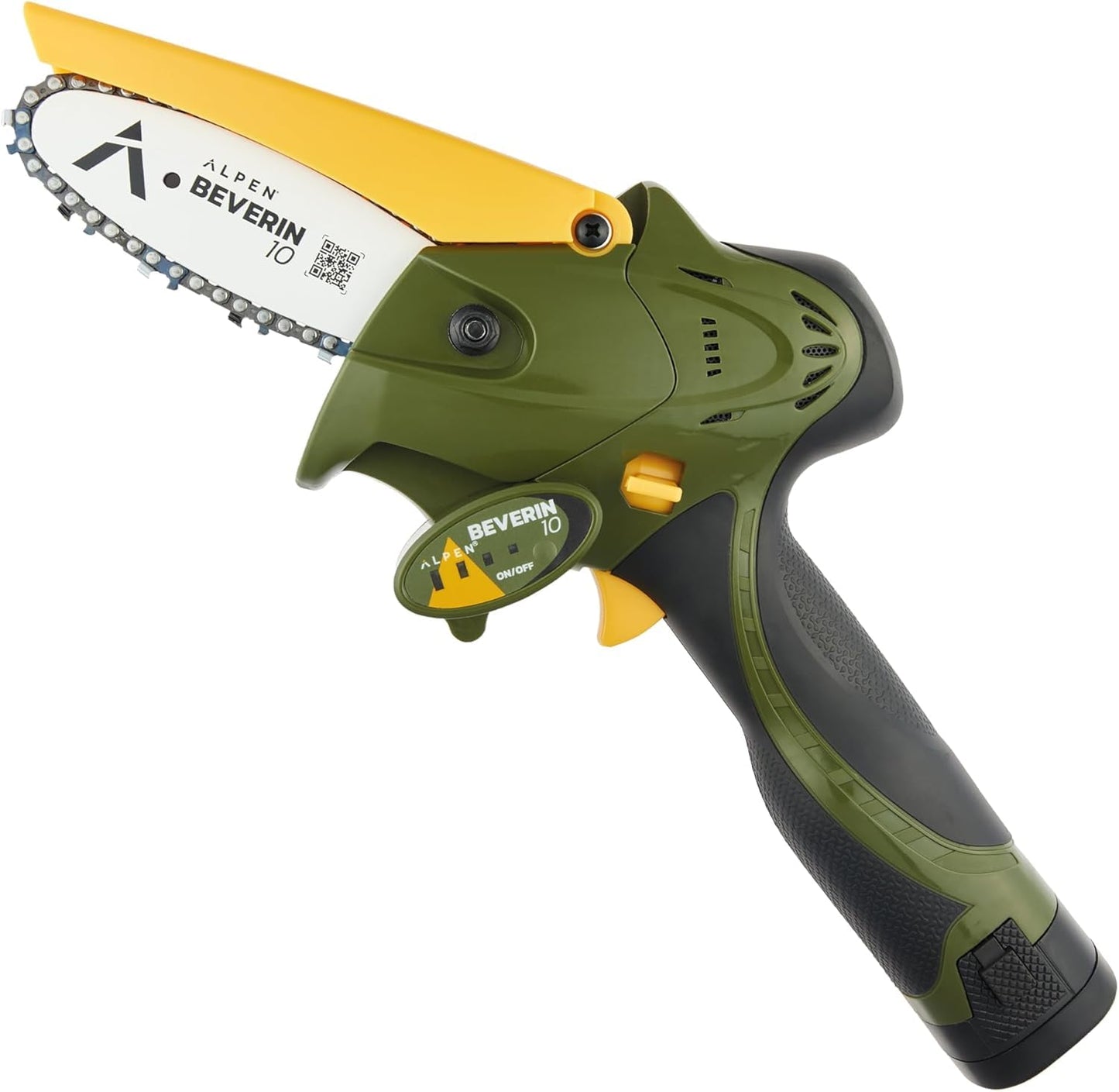 Alpen Swiss Tools Beverin 10 Elektro-Kettensäge, 10 cm Schnitt, 2×14,4 V Akkus, 3-in-1 Ladegerät, automatische Schmierung, Ersatzkette
