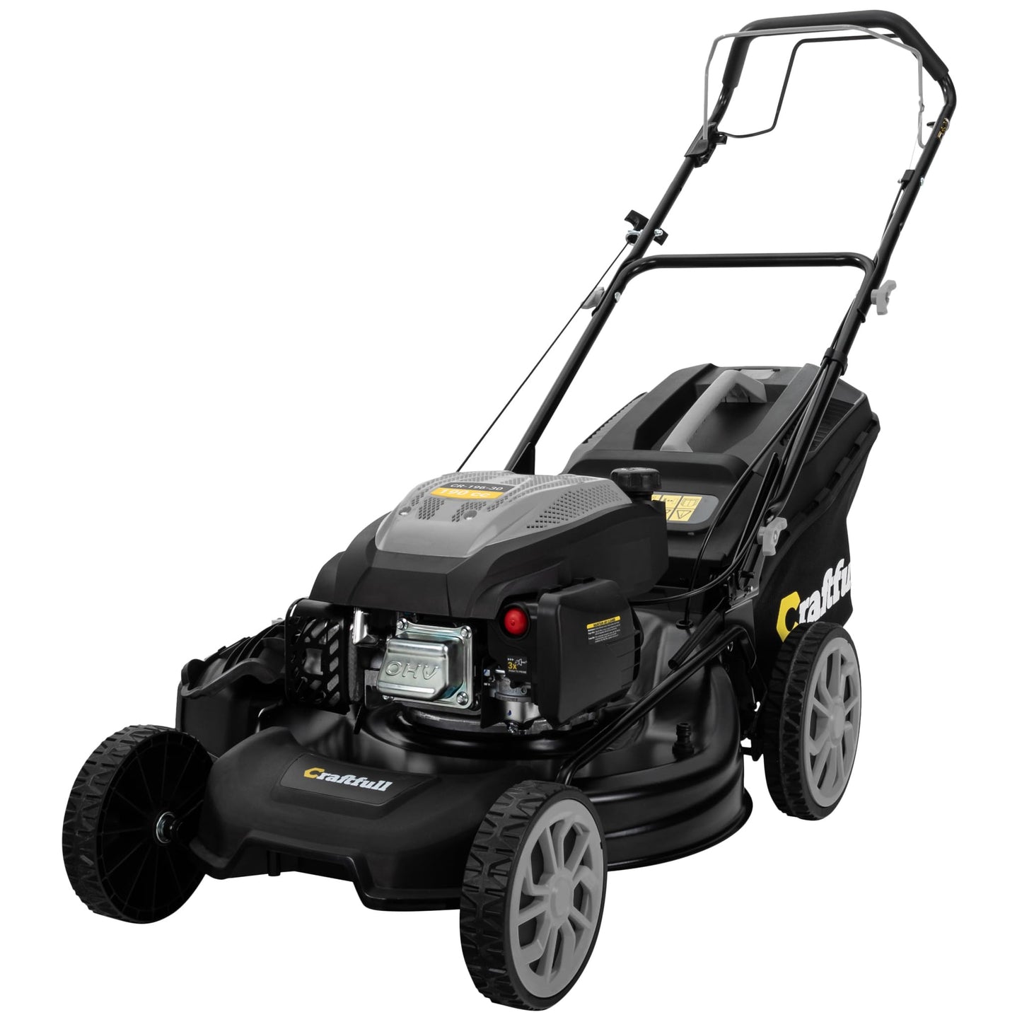 Craftfull Rasenmäher CR-196-30: 4,4 kW (6 PS) 190cc OHV Benzinmotor, Selbstfahrantrieb, 53 cm Schnittbreite, 7 Stufen (148 Zeichen)