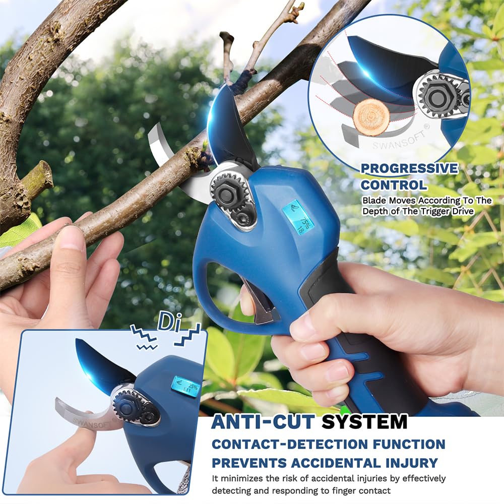 SWANSOFT PRU28 2-in-1 Schnittset: Akku-Schere & 6" Akku-Kettensäge, inkl. 3 Akkus – ideal für Gartenarbeit & Heimwerker (146 Zeichen)