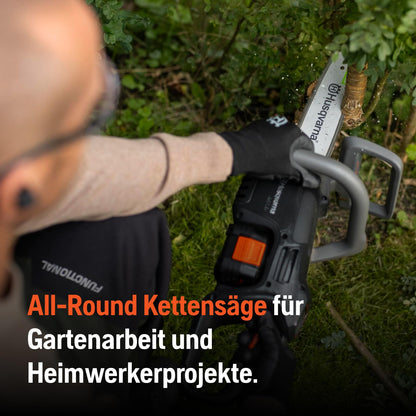 Husqvarna Akku-Kettensäge C15X-P4A: 18V Li-Ion, hohe Schnittgeschwindigkeit, inkl. Akku & Ladegerät, batteriebetrieben (142 Zeichen)