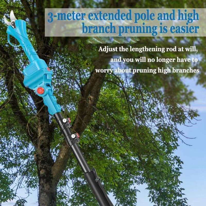 4-in-1 Hochentaster & Astscheren-Set: 8" Mini-Kettensäge, kabellose Gartenschere mit Verlängerungsstange, 2x 13000mAh Akkus (148 Zeichen)