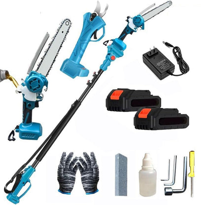 GHRERTX 4-in-1 Hochentaster & Astscheren-Set, 8" Mini-Kettensäge mit Öler, Akku-Gartenschere, Verlängerungsstange & 2 Akkus (147 Zeichen)