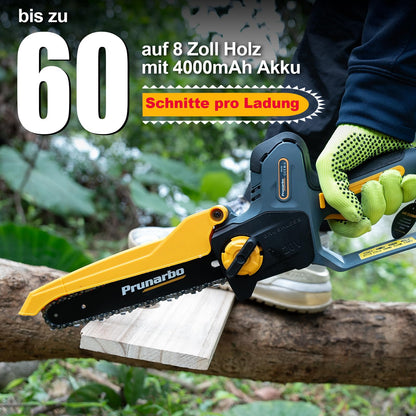 Prunarbo 8" Akku-Kettensäge mit Teleskopstange: Brushless, 2×4000mAh Akkus, automatischer Öler, Ersatzkette – ideal für Holz & Äste (148 Zeichen)