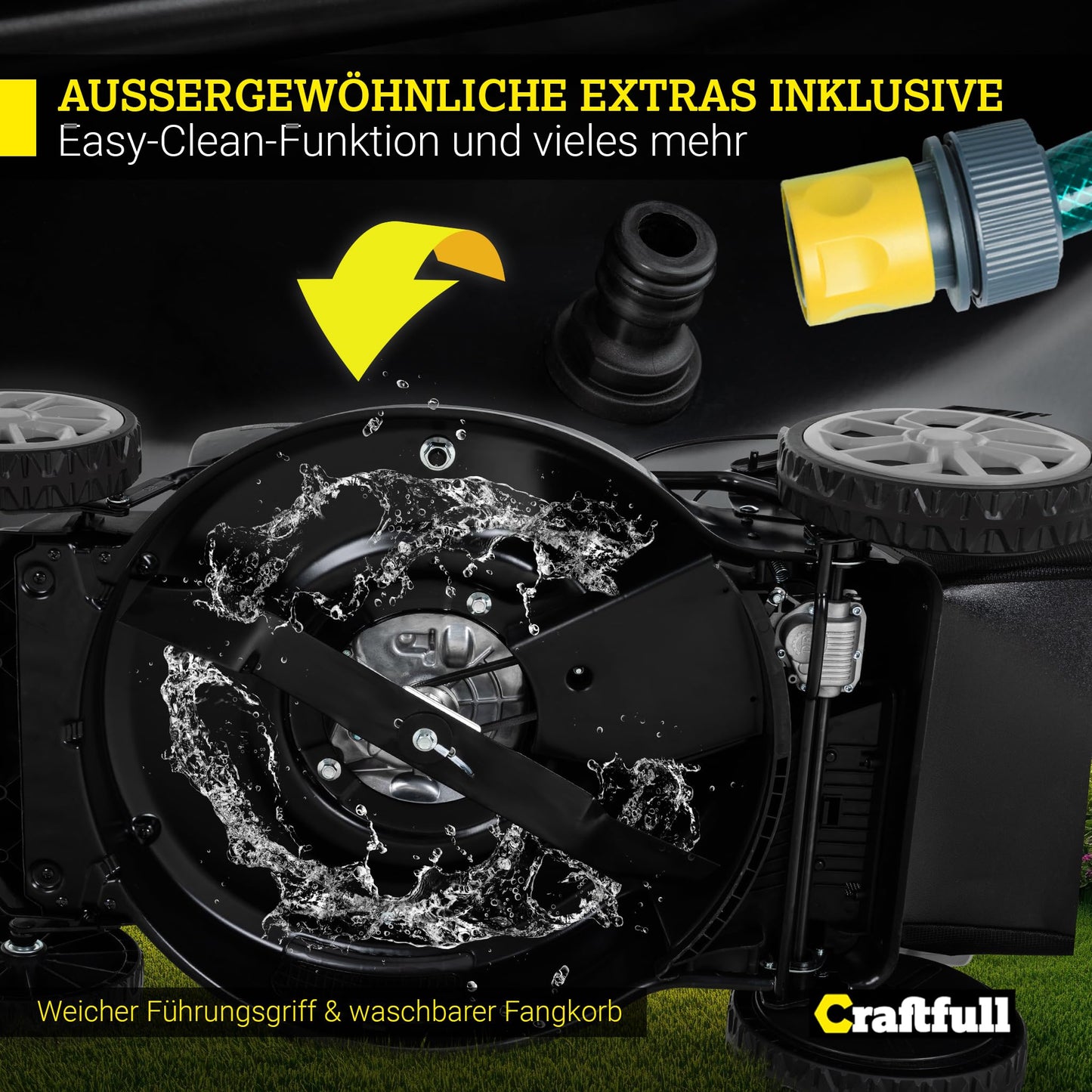 Craftfull Rasenmäher CR-196-30: 4,4 kW (6 PS) 190cc OHV Benzinmotor, Selbstfahrantrieb, 53 cm Schnittbreite, 7 Stufen (148 Zeichen)