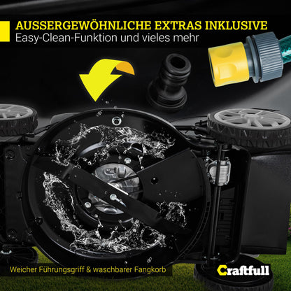Craftfull Rasenmäher CR-196-30: 4,4 kW (6 PS) 190cc OHV Benzinmotor, Selbstfahrantrieb, 53 cm Schnittbreite, 7 Stufen (148 Zeichen)